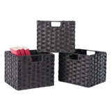 Winsome Wood Melanie 3-Piece Woven Fiber Basket Set, Foldable, Chocolate 38311-WINSOMEWOOD 38311-WINSOMEWOOD