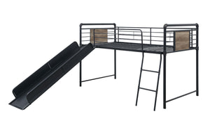 Cordelia Industrial Twin Loft Bed w/Slide Antique Oak, Sandy Black & Dark Bronze Hand-Brushed Finish 38315-ACME