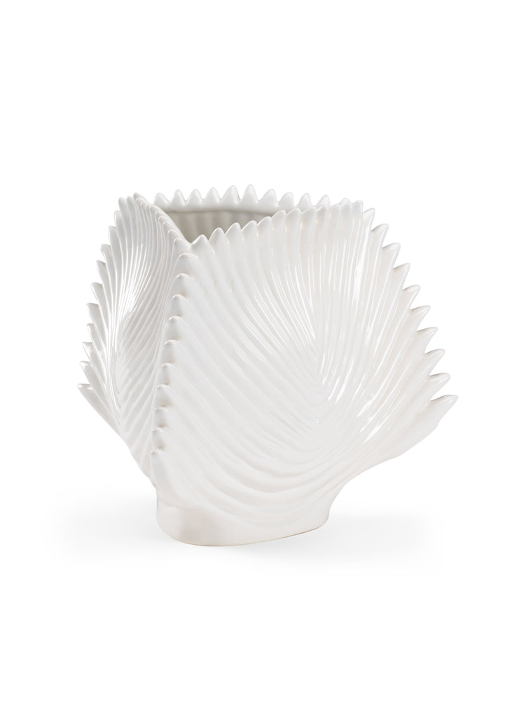 Palm Leaf Vase - White