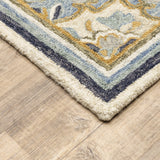 3'x8' Blue and Ivory Bohemian Runner Rug