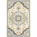 5'x8' Blue and Ivory Bohemian Area Rug