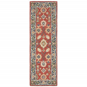 3'x8' Red and Blue Bohemian Area Rug