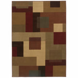 Red and Tan Geometric Area Rug