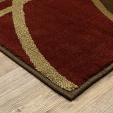 5'x8' Brown and Red Abstract Area Rug