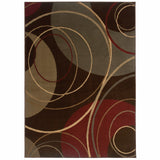 10'x13' Brown and Red Abstract Area Rug