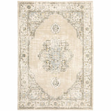 2'x3' Beige and Ivory Center Jewel Area Rug