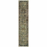 3'x12' Green and Brown Floral Runner Rug