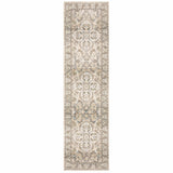 2'x8' Beige and Ivory Medallion Runner Rug