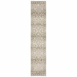 3'x12' Beige and Ivory Medallion Runner Rug