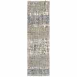 2'x8' Grey and Ivory Abstract Lines Runner Rug