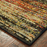 7' Round Gold and Slate Abstract Area Rug