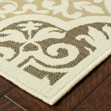 8' Ivory Grey Floral Medallion Indoor Outdoor Area Runner Rug