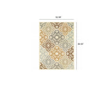 5' x 8' Ivory Grey Floral Medallion Indoor Outdoor Area Rug