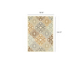 6' x 9' Ivory Grey Floral Medallion Indoor Outdoor Area Rug