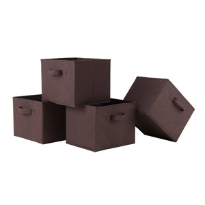 Winsome Wood Capri 4-Piece Foldable Baskets, Chocolate Fabric 38422-WINSOMEWOOD