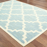 5' x 8' Blue Ivory Machine Woven Geometric Indoor or Outdoor Area Rug