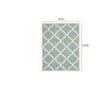 7' x 10' Blue Ivory Machine Woven Geometric Indoor or Outdoor Area Rug