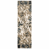 Ivory Navy Abstract Marble Indoor Runner Rug