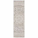 Ivory Grey Distressed Oversize Medallion Indoor Runner Rug