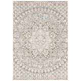 6' x 9' Ivory Grey Distresed Oversize Medallion Indoor Area Rug