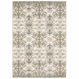 7' x 10' Ivory Gray Abstract Ikat Indoor Area Rug