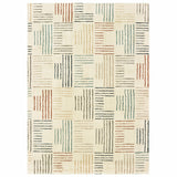 9' x 12' Ivory Multi Neutral Tone Scratch Indoor Area Rug