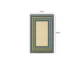 4' x 6' Ivory Mediterranean Blue and Lime Border Indoor Outdoor Area Rug