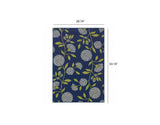 3' x 5' Indigo and Lime Green Floral Indoor Outdoor Area Rug