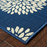 4' x 6' Indigo and Lime Green Floral Indoor Outdoor Area Rug