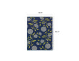 6' x 9' Indigo and Lime Green Floral Indoor Outdoor Area Rug