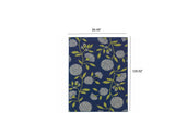 7' x 10' Indigo and Lime Green Floral Indoor Outdoor Area Rug