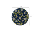 7' Round Indigo and Lime Green Floral Indoor Outdoor Area Rug