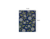 9' x 13' Indigo and Lime Green Floral Indoor Outdoor Area Rug