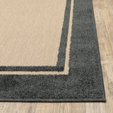 8' Sand and Black Border Indoor Outdoor Runner Rug