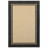 3' x 6' Sand and Black Border Indoor Outdoor Area Rug