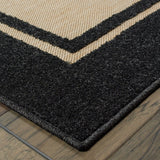 3' x 6' Sand and Black Border Indoor Outdoor Area Rug