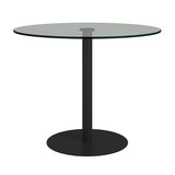 Ava 36" Round Bistro Table with Clear Tempered Glass Top and Matte Black Base