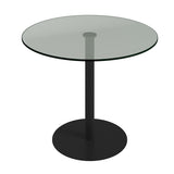 Ava 36" Round Bistro Table with Clear Tempered Glass Top and Matte Black Base