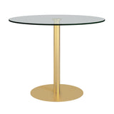 Ava 36" Round Bistro Table with Clear Tempered Glass Top and Matte Brushed Gold Base