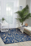 5’ x 8’ Navy Zebra Pattern Indoor Outdoor