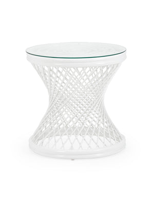 Rattan Side Table - White