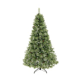 7-foot Cashmere Pine and Mixed Needles Pre-Lit Multi-Color LED Hinged Artificial Christmas Tree with Snow and Glitter Branches and Frosted Pinecones