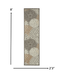 2’ x 8’ Natural and Gray Indoor Outdoor Runner Rug