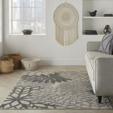 5’ x 8’ Silver and Gray Indoor Outdoor Area Rug