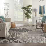 8’ x 11’ Silver and Gray Indoor Outdoor Area Rug