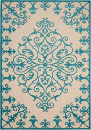 5’ x 8’ Aqua Medallion Indoor Outdoor