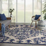 8’ x 11’ Navy Medallion Indoor Outdoor