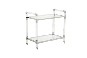 Chelsea House Acrylic Bar Cart Nickel