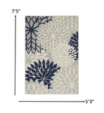 5’ x 8’ Ivory and Navy Indoor Outdoor