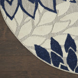 5’ Round Ivory and Navy Indoor Outdoor